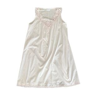 Hanro of Switzerland Nightgown Tank Lace Floral Light Pink Cotton XS